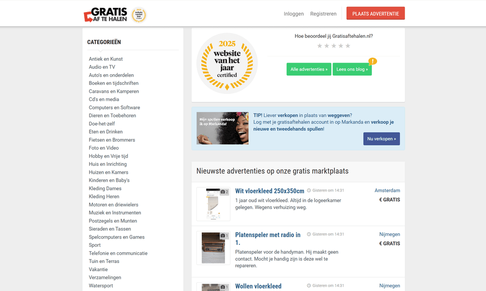 GratisAftehalen website
