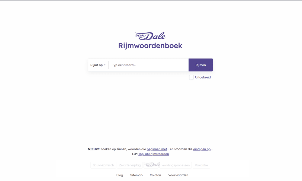 Van Dale Rijmwoordenboek website