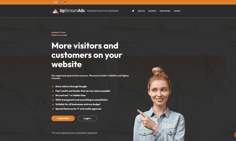 UpstreamAds website